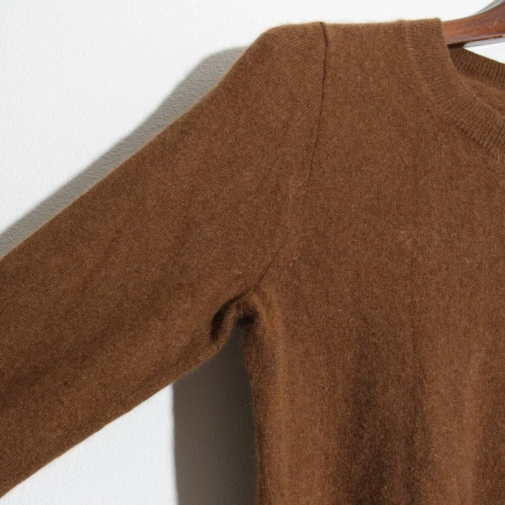 J. Crew 100% Cashmere Classic-Fit Crewneck Sweater Warm Tan Long Sleeve Sz Small